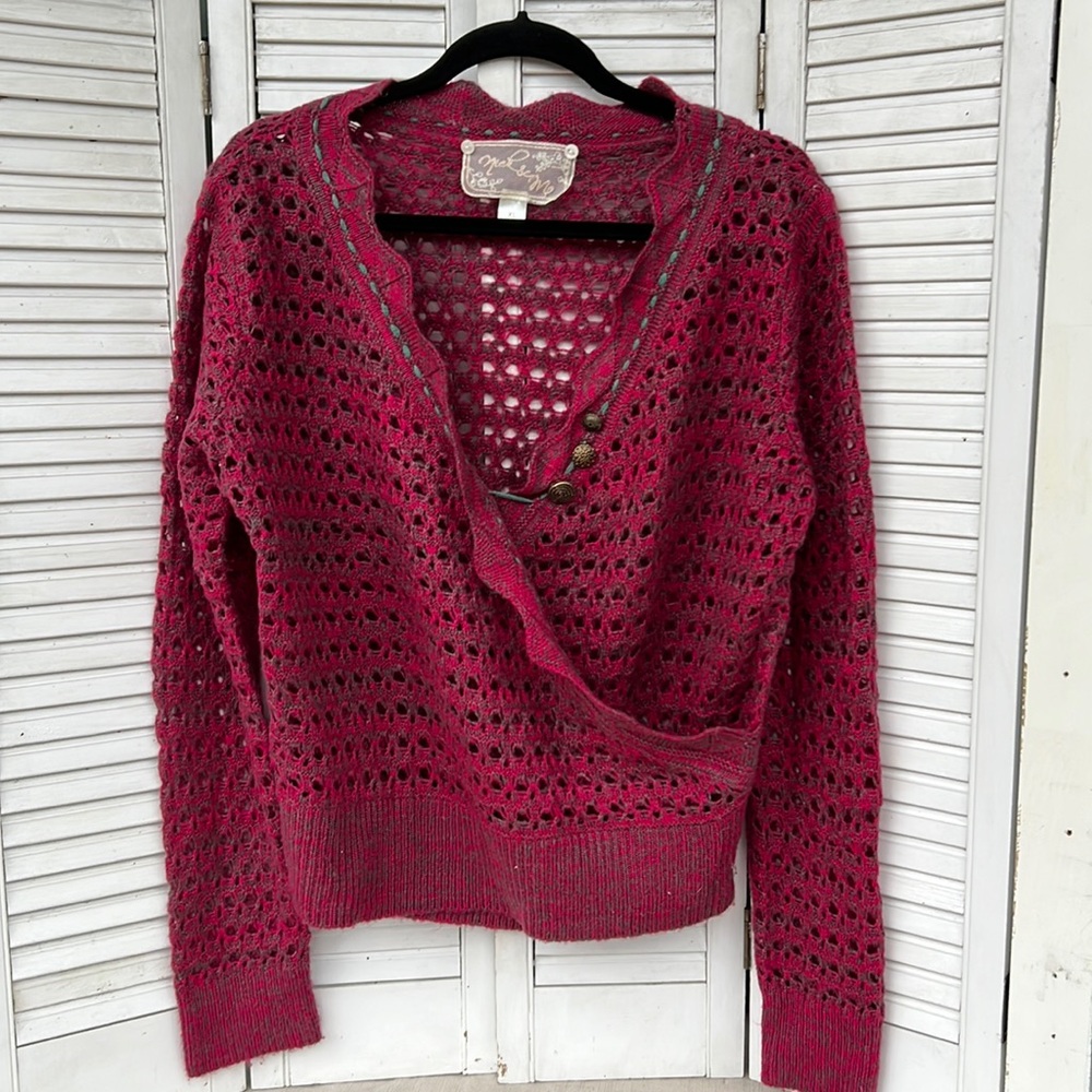 Anthro Nick & Mo Sweater Raspberry Color
